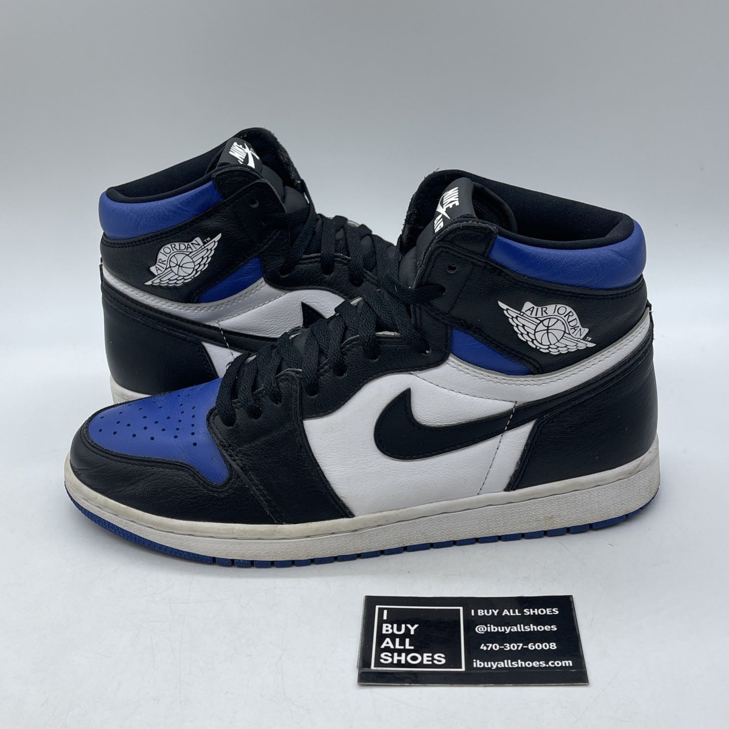 Size 10 - Jordan 1 Retro OG High Royal Toe Black Blue Leather (555088-041)