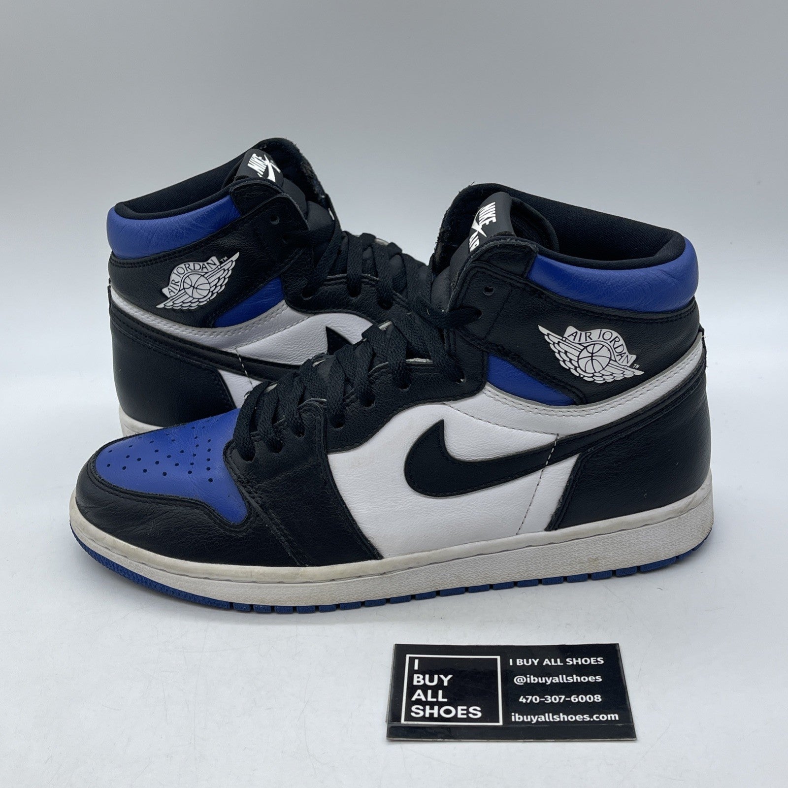 Size 10 - Jordan 1 Retro OG High Royal Toe Black Blue Leather (555088-041)