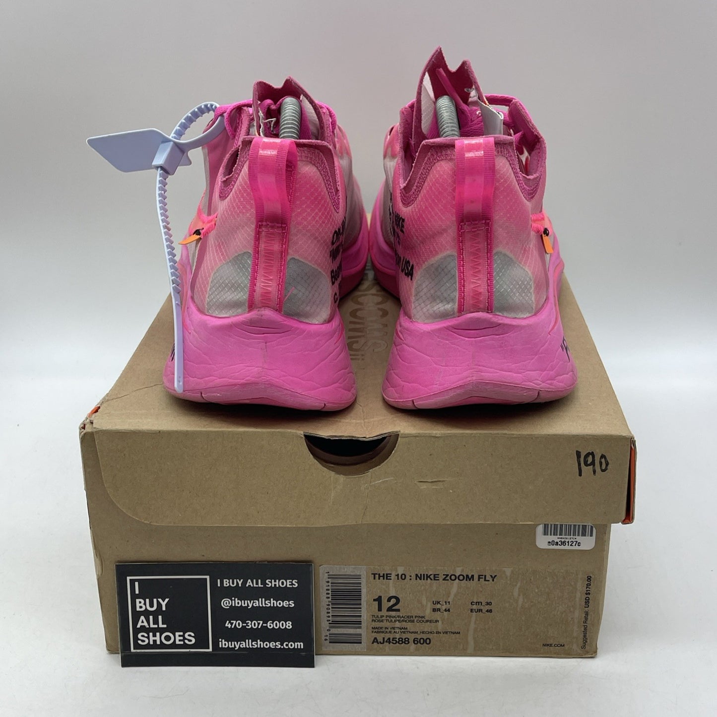 Size 12 - Nike Off-White x Zoom Fly SP Tulip Pink Leather (AJ4588-600)
