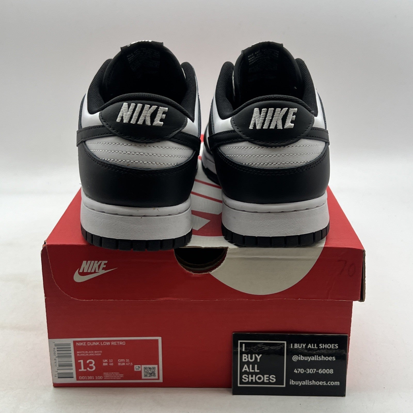 Size 13 - Nike Dunk Low Black White (DD1391-100)