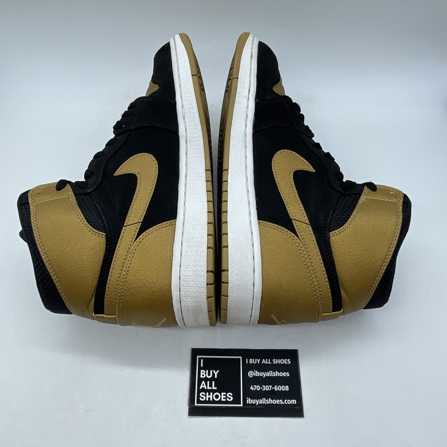Size 9.5 - Air Jordan 1 Retro High Melo Gold Black Suede Leather (332550-026)
