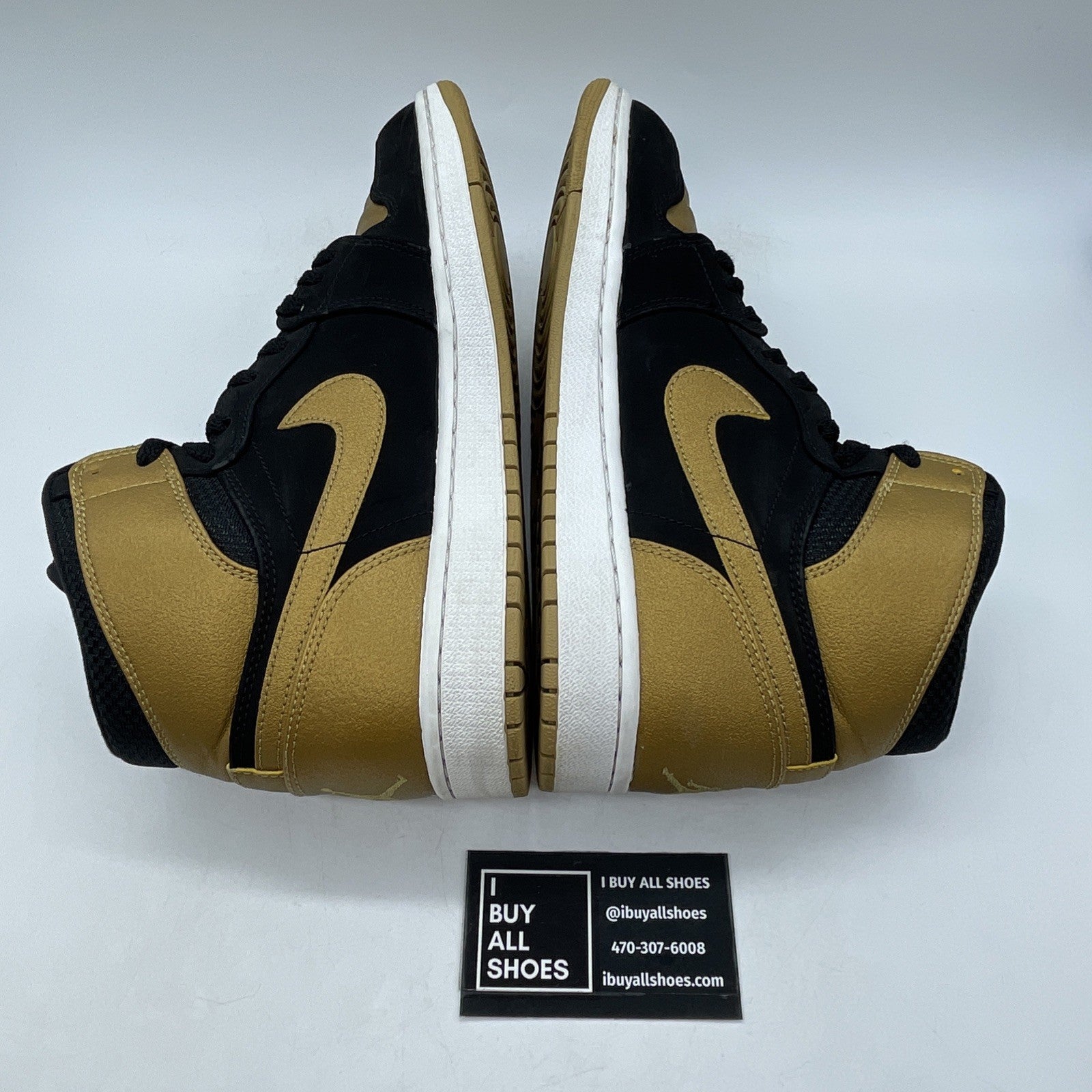 Size 9.5 - Air Jordan 1 Retro High Melo Gold Black Suede Leather (332550-026)