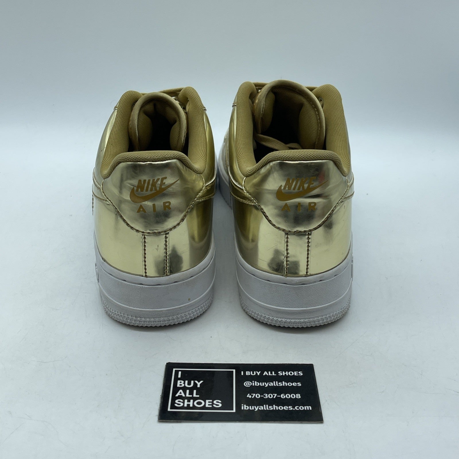 Size 12W- Nike Air Force 1 SP Liquid Metal Gold Leather (CQ6566-700)