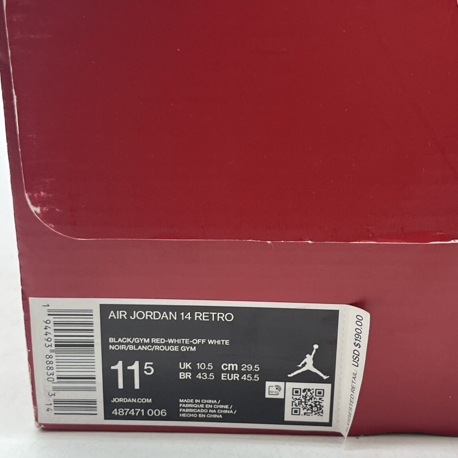 Size 11.5 - Air Jordan 14 Retro Gym Red (487471-006)