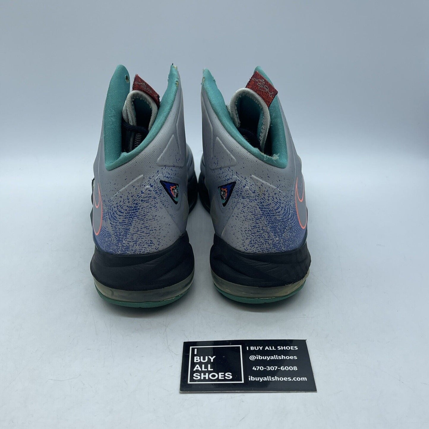 Size 8 - Nike LeBron 10 Pure Platinum Blue Purple Grey Leather (541100-008)