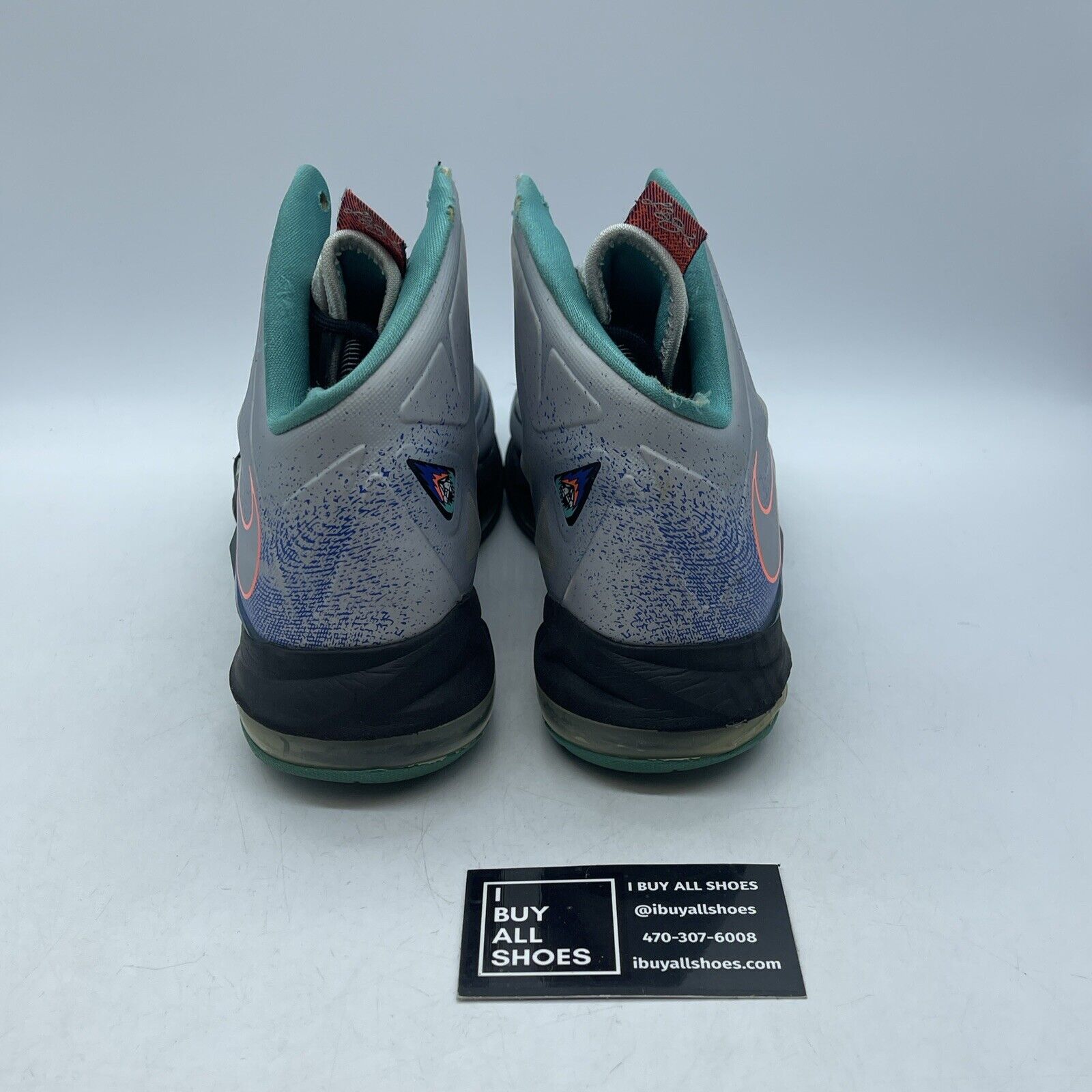 Size 8 - Nike LeBron 10 Pure Platinum Blue Purple Grey Leather (541100-008)