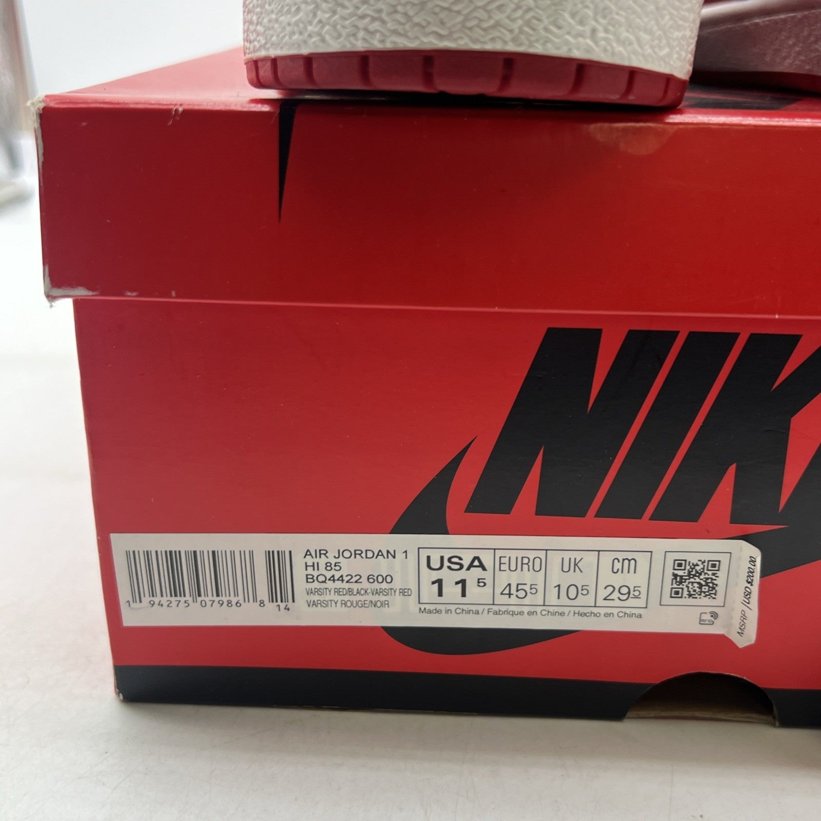 Size 11.5 - Air Jordan 1 Retro High 85 Varsity Red 2020 (BQ4422-600)