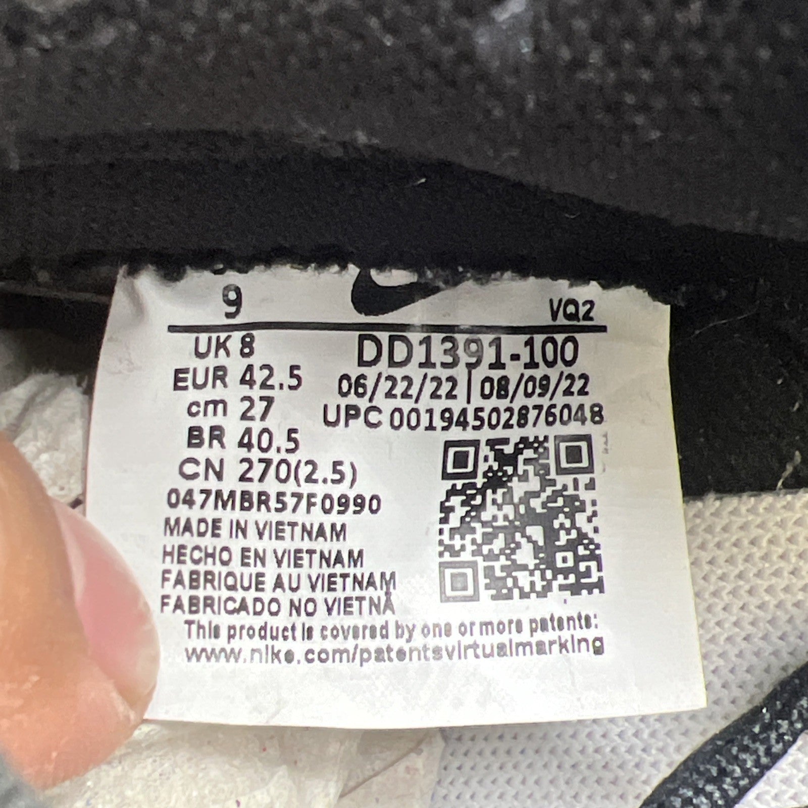 Size 9 - Nike Dunk Low Black White (DD1391-100)