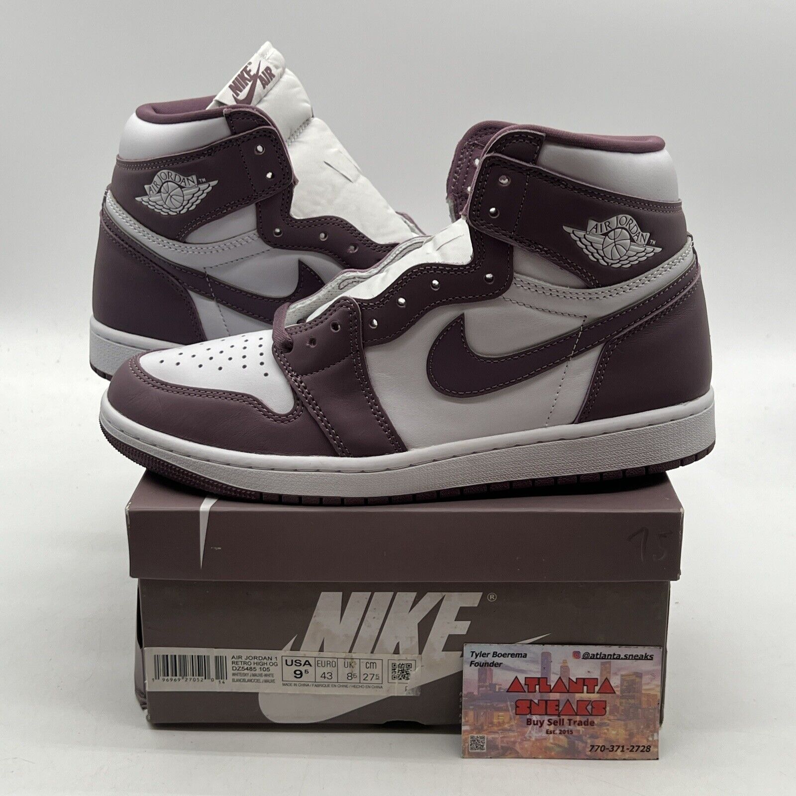 Size 9.5 - Air Jordan 1 Retro OG High Mauve White Leather (DZ5485-105)