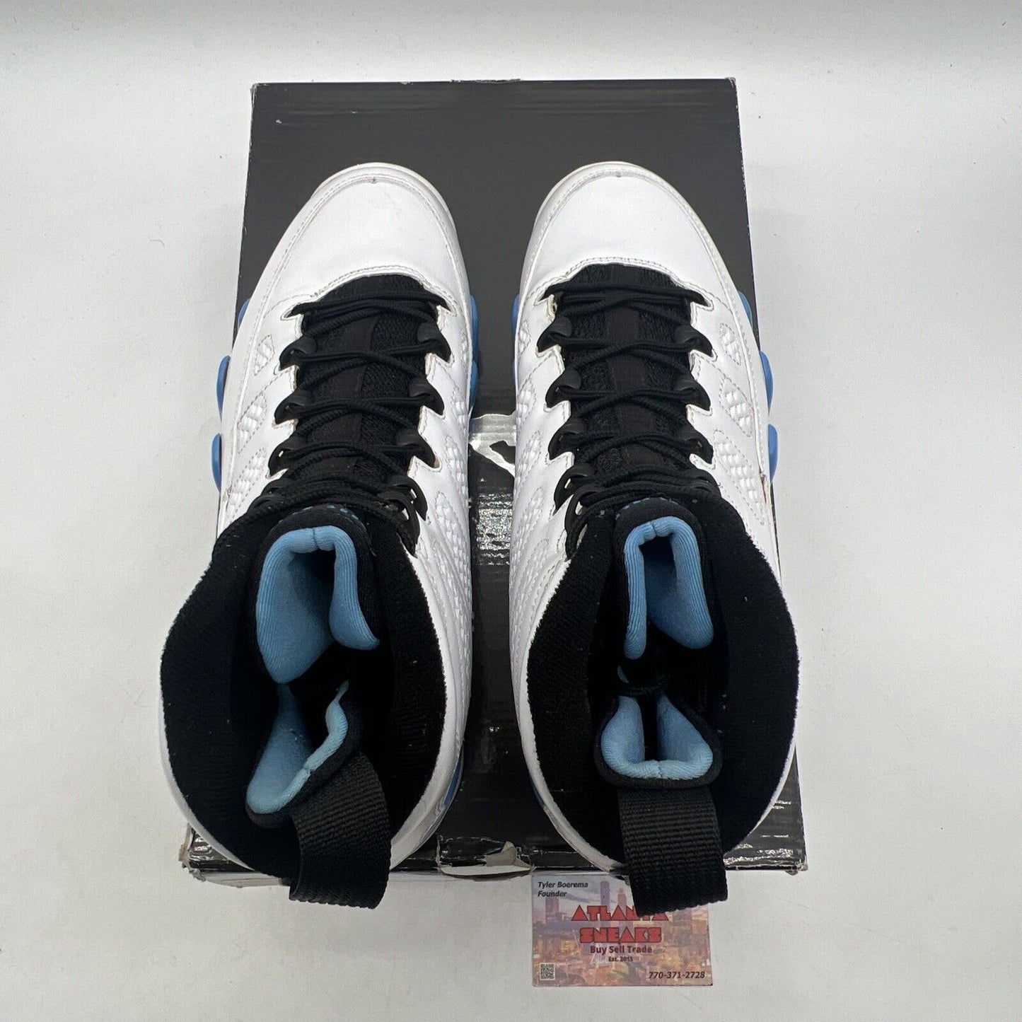 Size 8 - Air Jordan 9 Retro 2010 Powder Blue Black White Leather (302370-103)