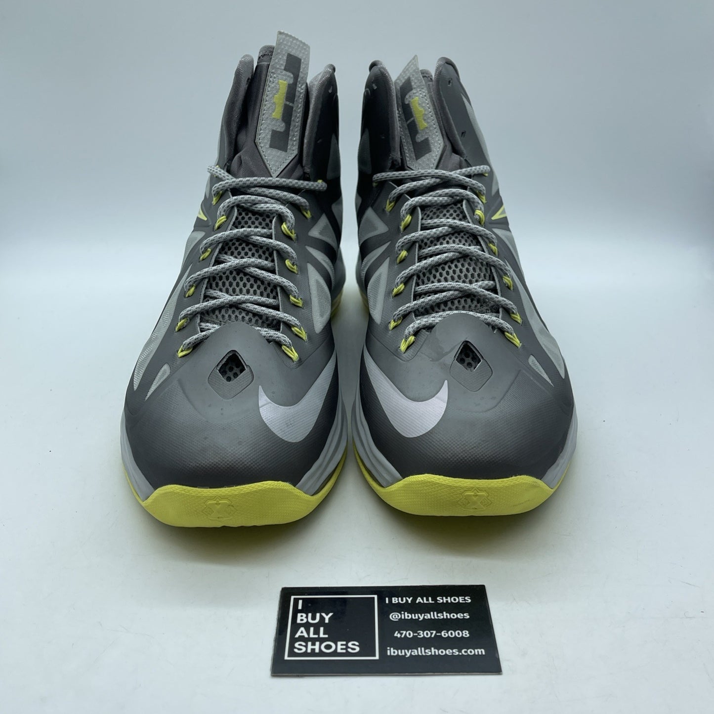 Size 13 - Nike LeBron 10 Yellow Diamond Grey Yellow Leather (541100-007)