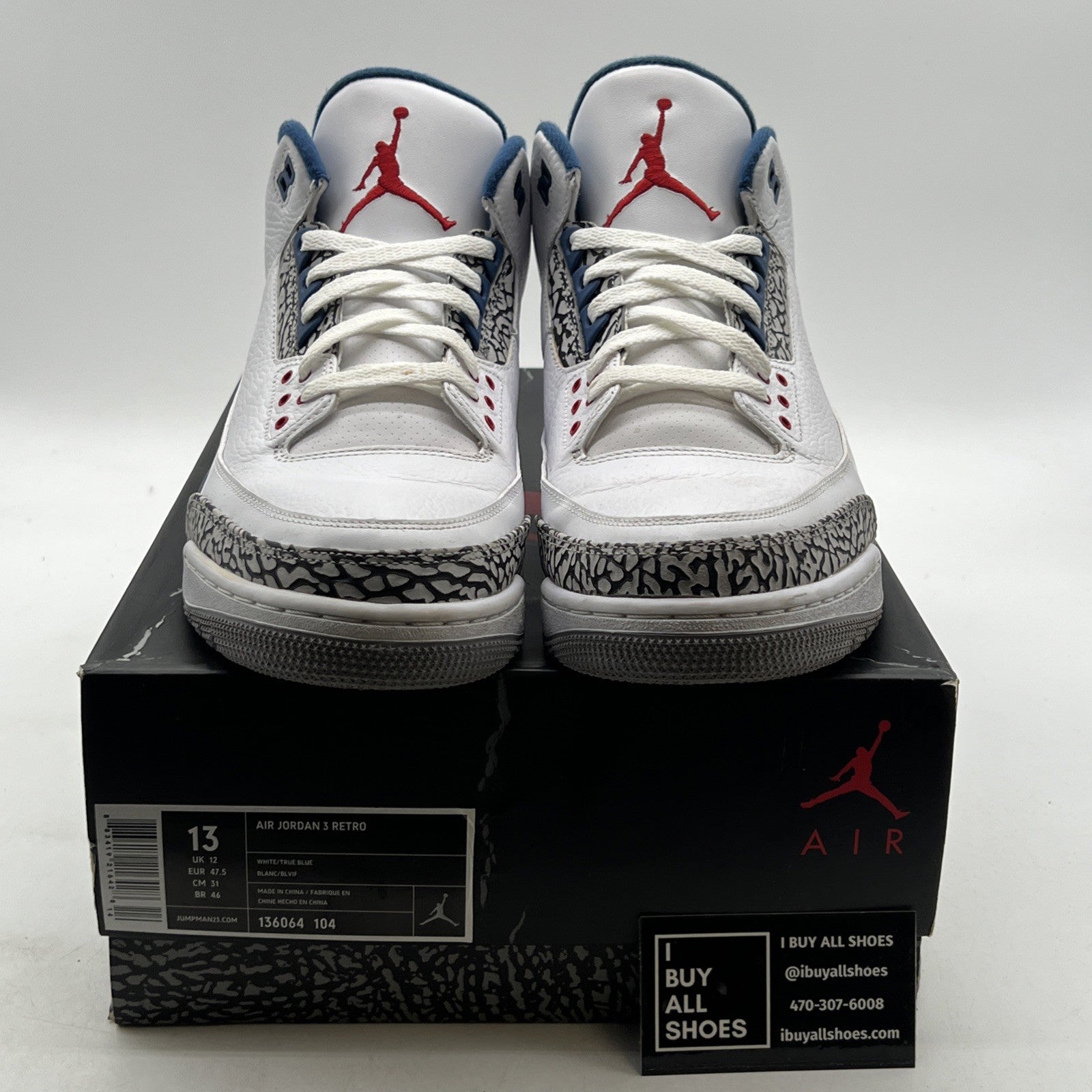 Size 13 - Air Jordan 3 Retro 2011 True Blue (136064-104)