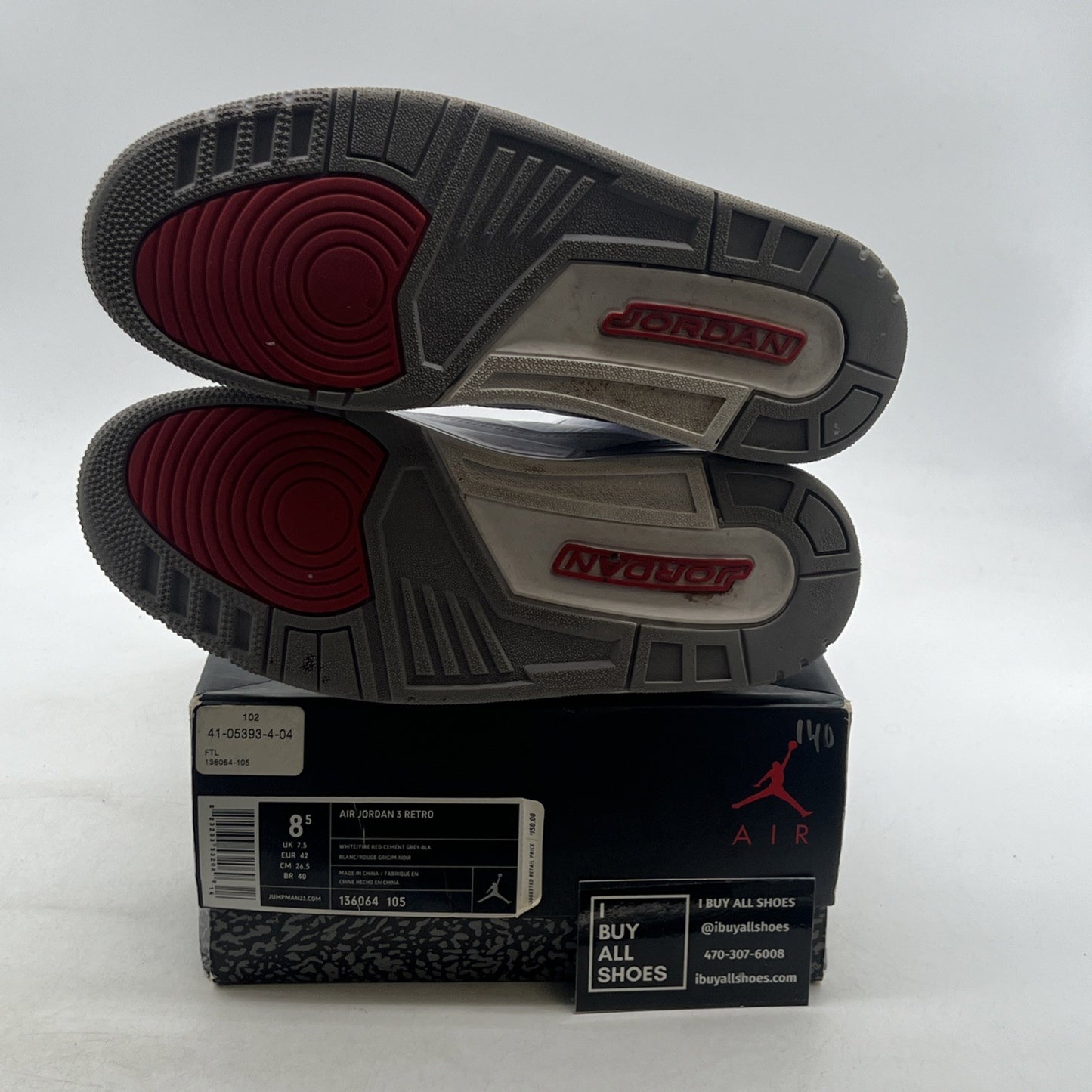Size 8.5 - Air Jordan 3 Retro White Cement 2011 (136064-105)