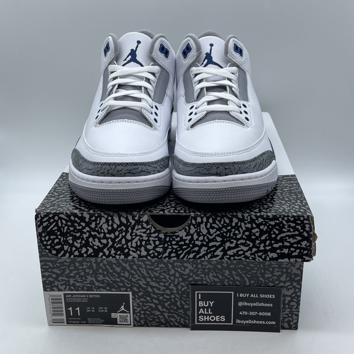 Size 11 - Air Jordan 3 Retro Midnight Navy Leather Suede (CT8532-140)