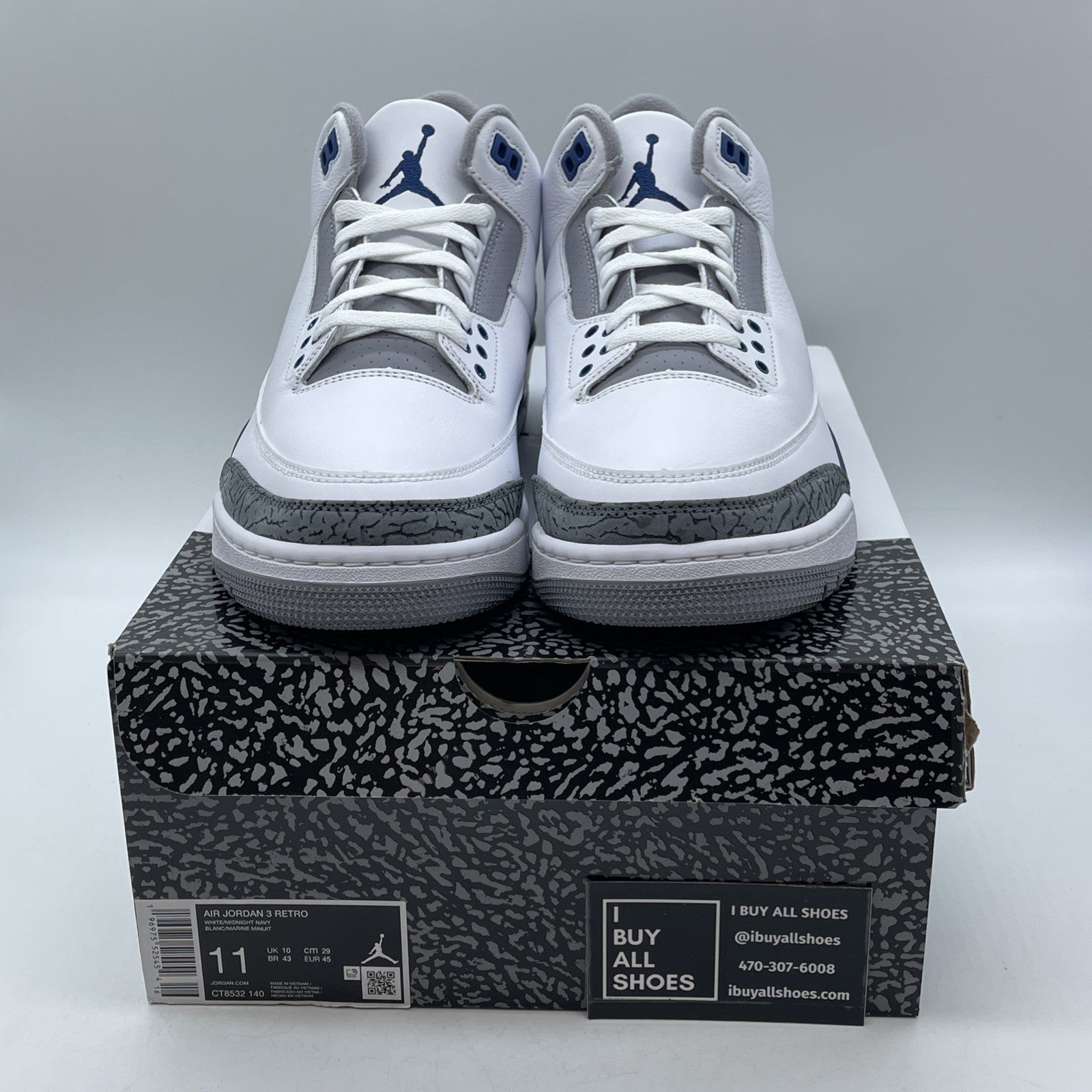 Size 11 - Air Jordan 3 Retro Midnight Navy Leather Suede (CT8532-140)