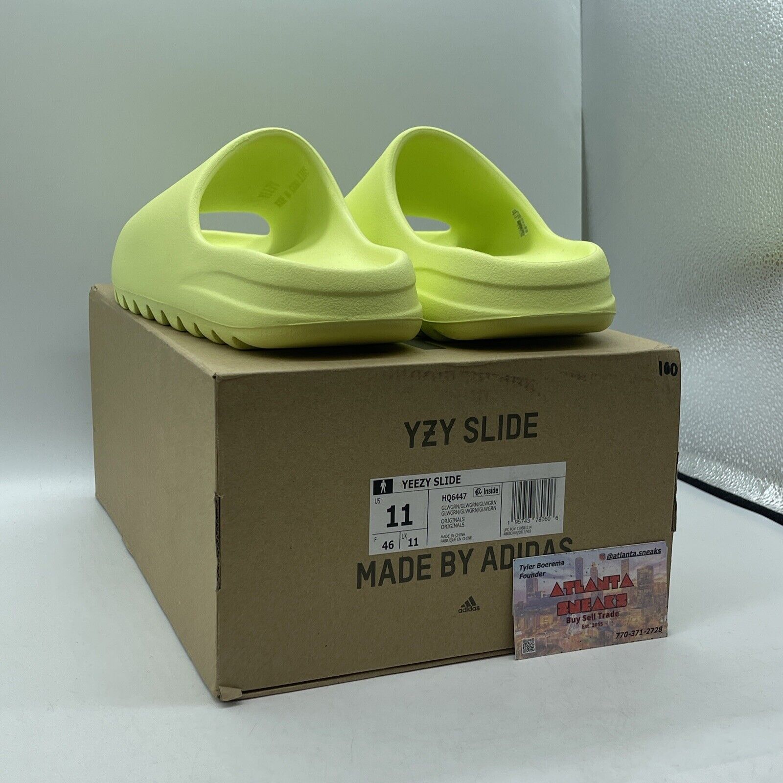 Size 11 - adidas Yeezy Slide Glow Green Leather (HQ6447)