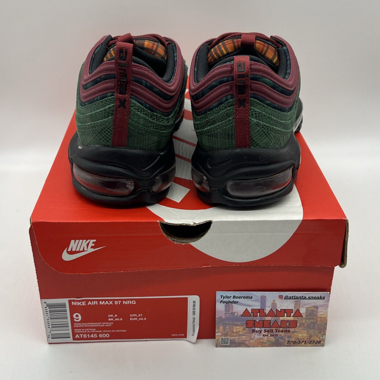 Size 9 - Nike Air Max 97 NRG Jacket Pack Brand New Og All Black Maroon Green DS