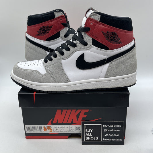 Size 8 - Jordan 1 Retro High OG Smoke Gray Red White Suede Leather (555088-126)