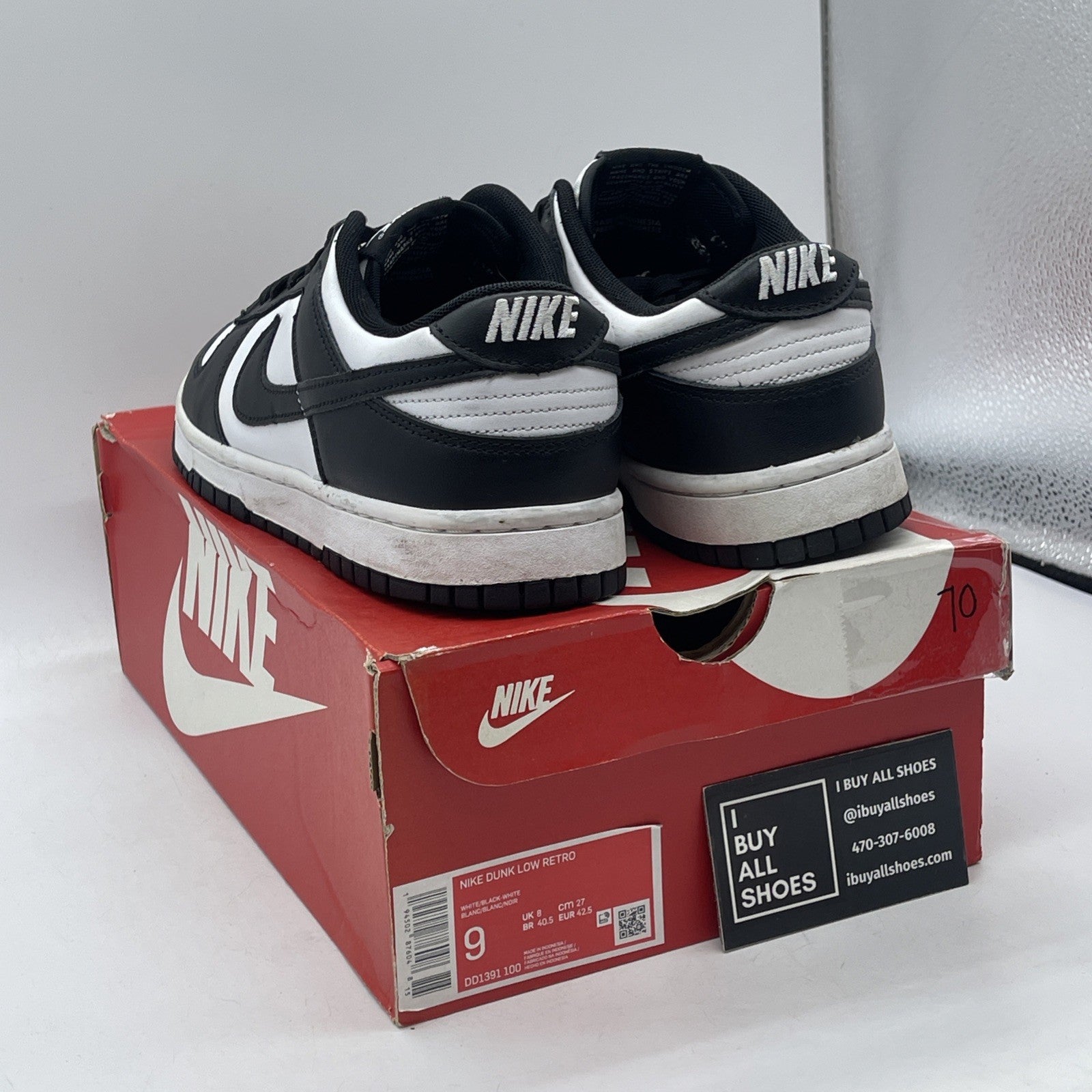 Size 9 - Nike Dunk Low Black White Leather (DD1391-100)