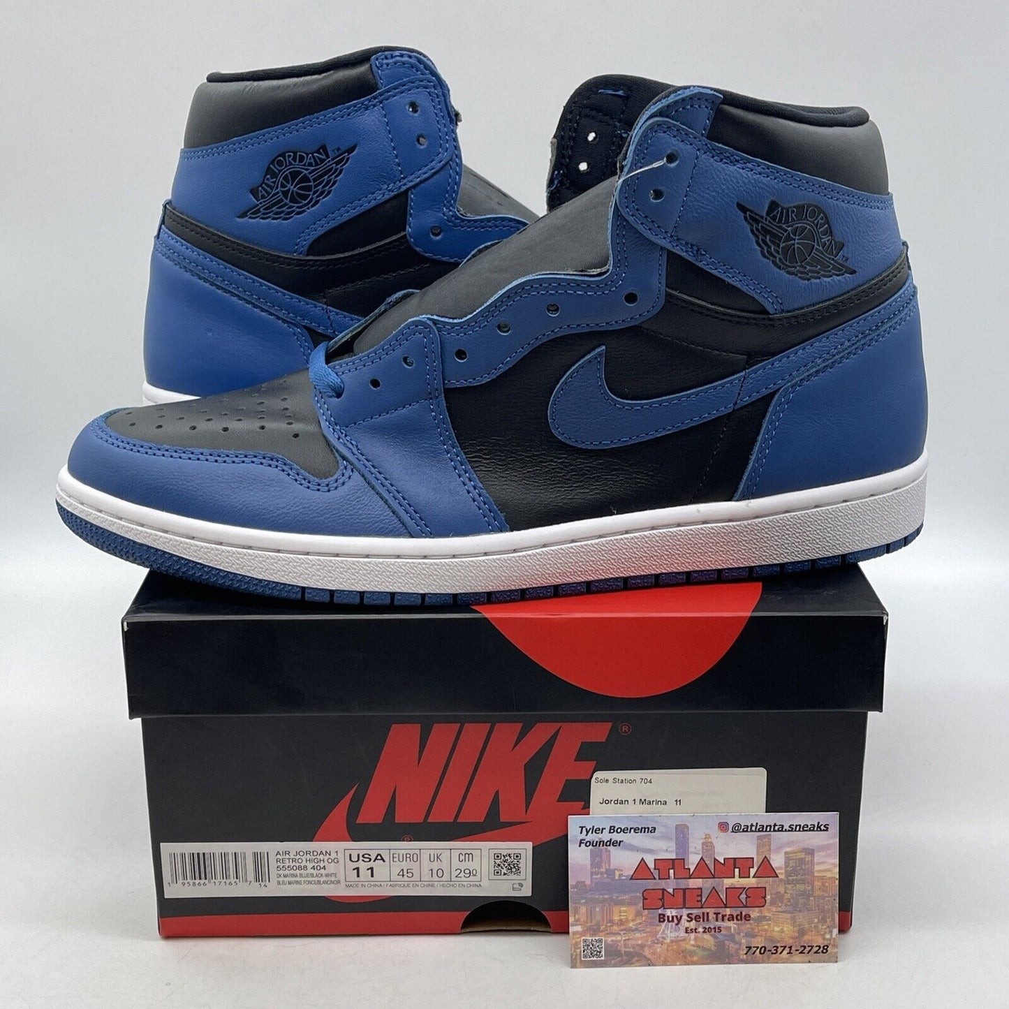 Size 11 - Jordan 1 Retro OG High Dark Marina Blue White Black (555088-404)
