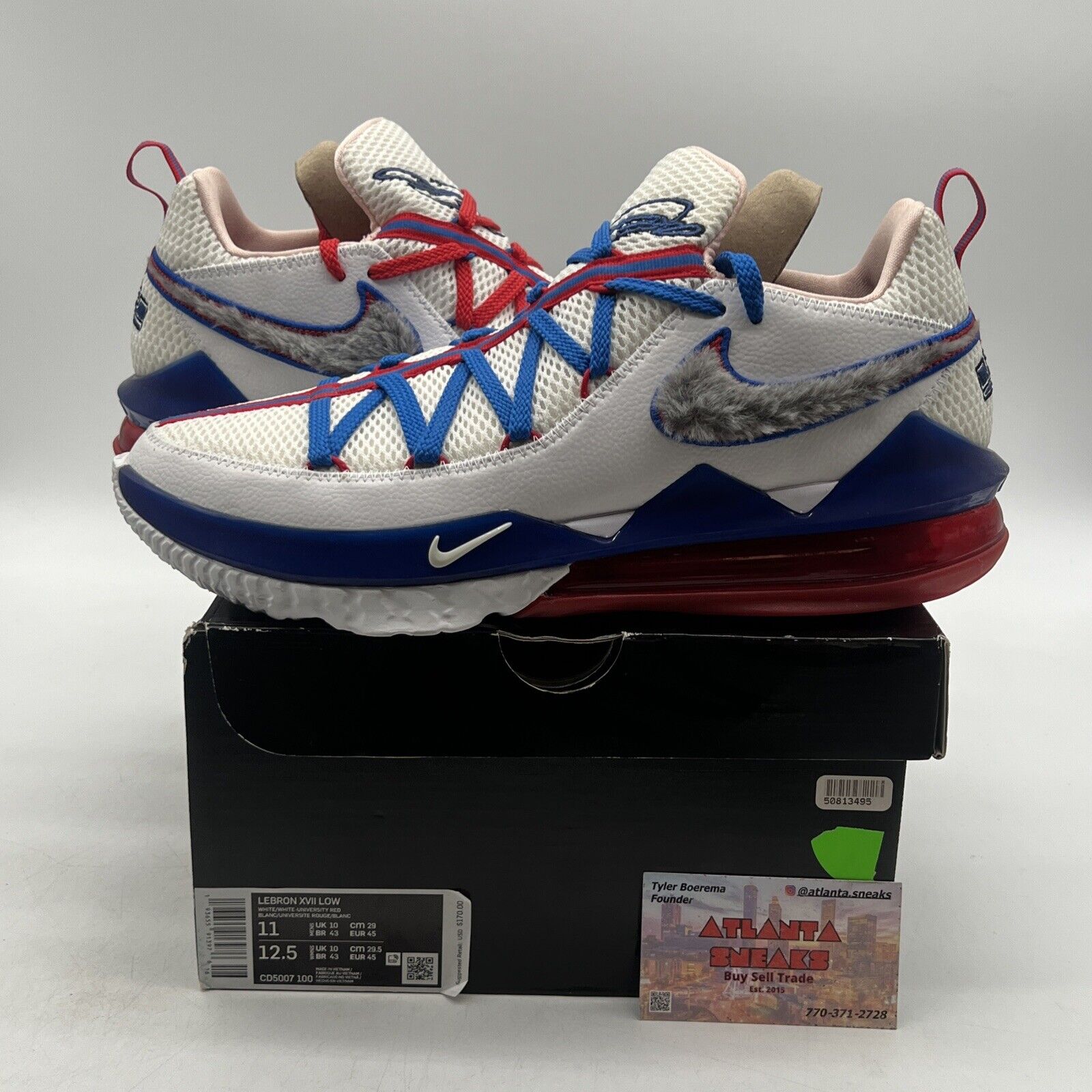 Size 11 - Nike LeBron 17 Low Tune Squad Blue Red White Grey Leather (CD5007-100)