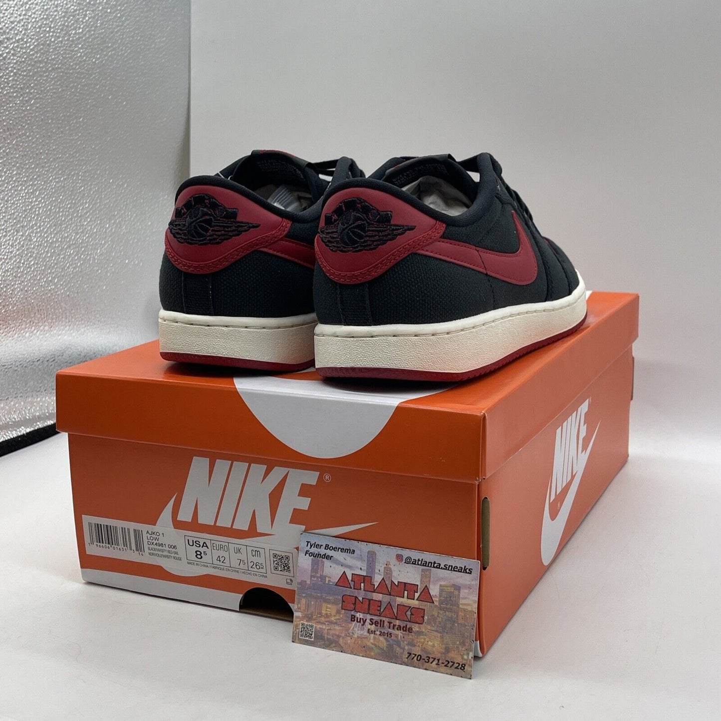 Size 8.5 - Air Jordan 1 KO Low Bred Ref Black Suede White Leather (DX4981-006)