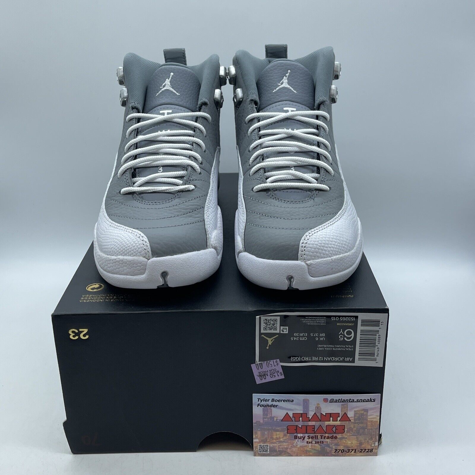 Size 7 - Jordan 12 Stealth 2022 Grey White Leather (153265-015)