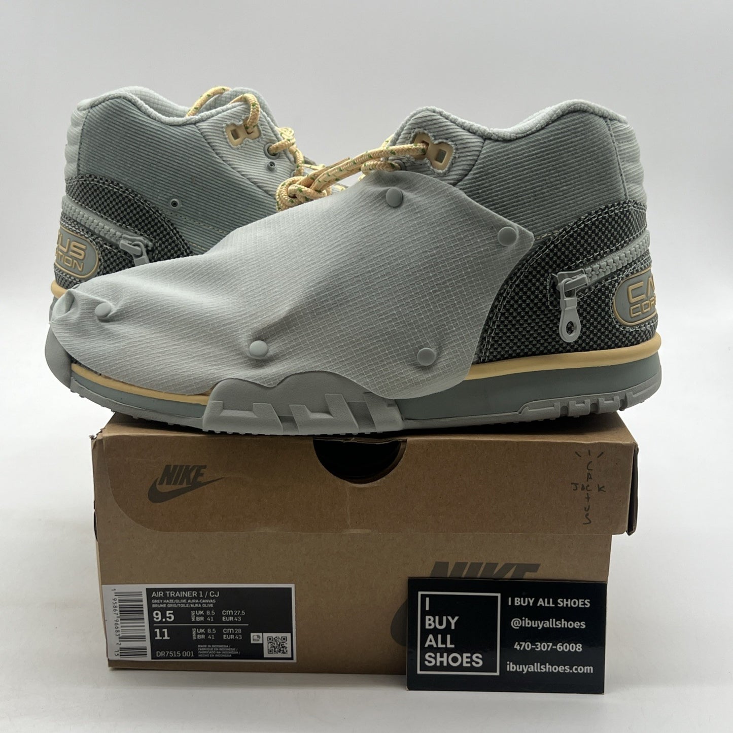 Size 9.5 - Nike Travis Scott x Air Trainer 1 SP Gray (DR7515-001)