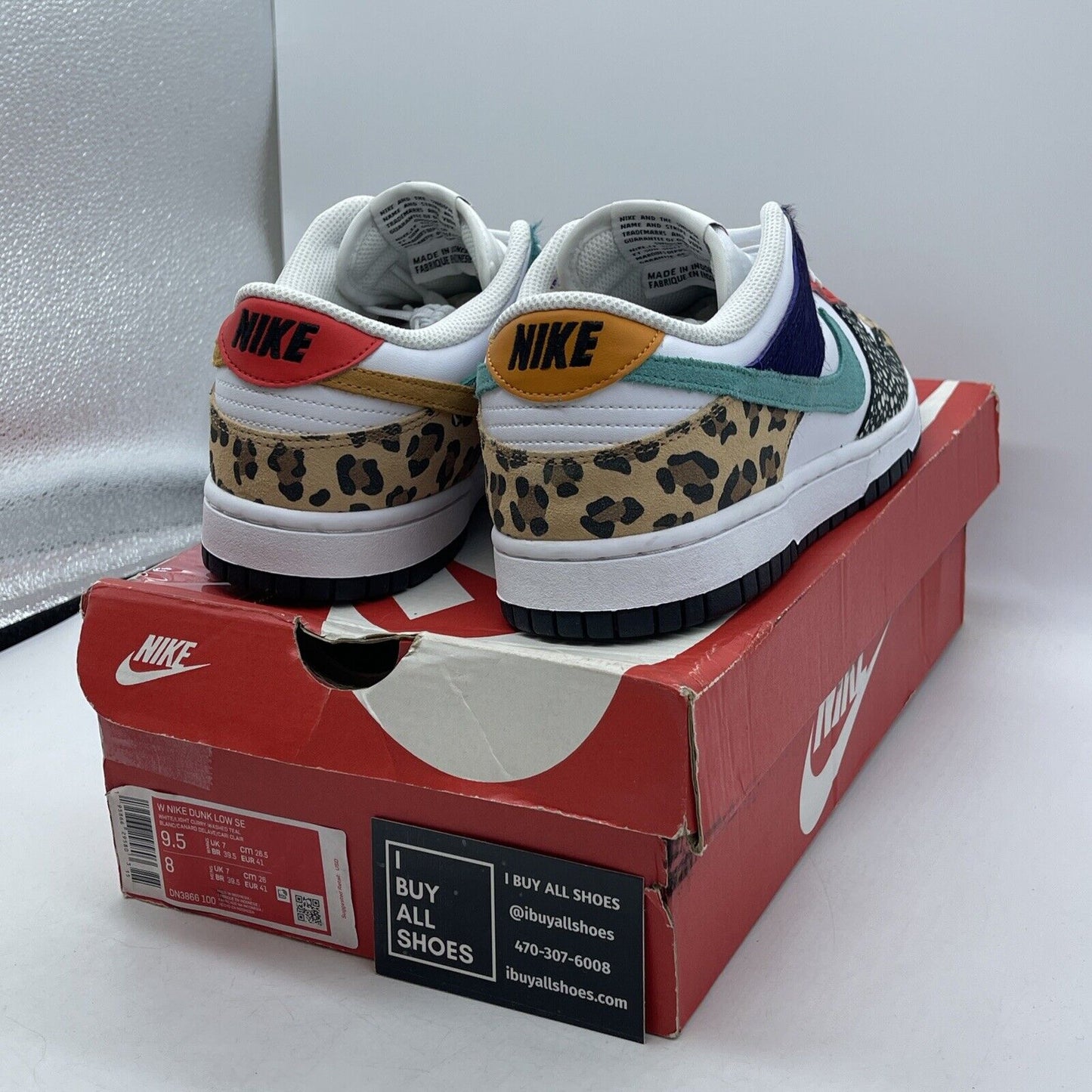Size 9.5W - Nike Dunk SE Low Safari Mix Red White Leather Suede (DN3866-100)