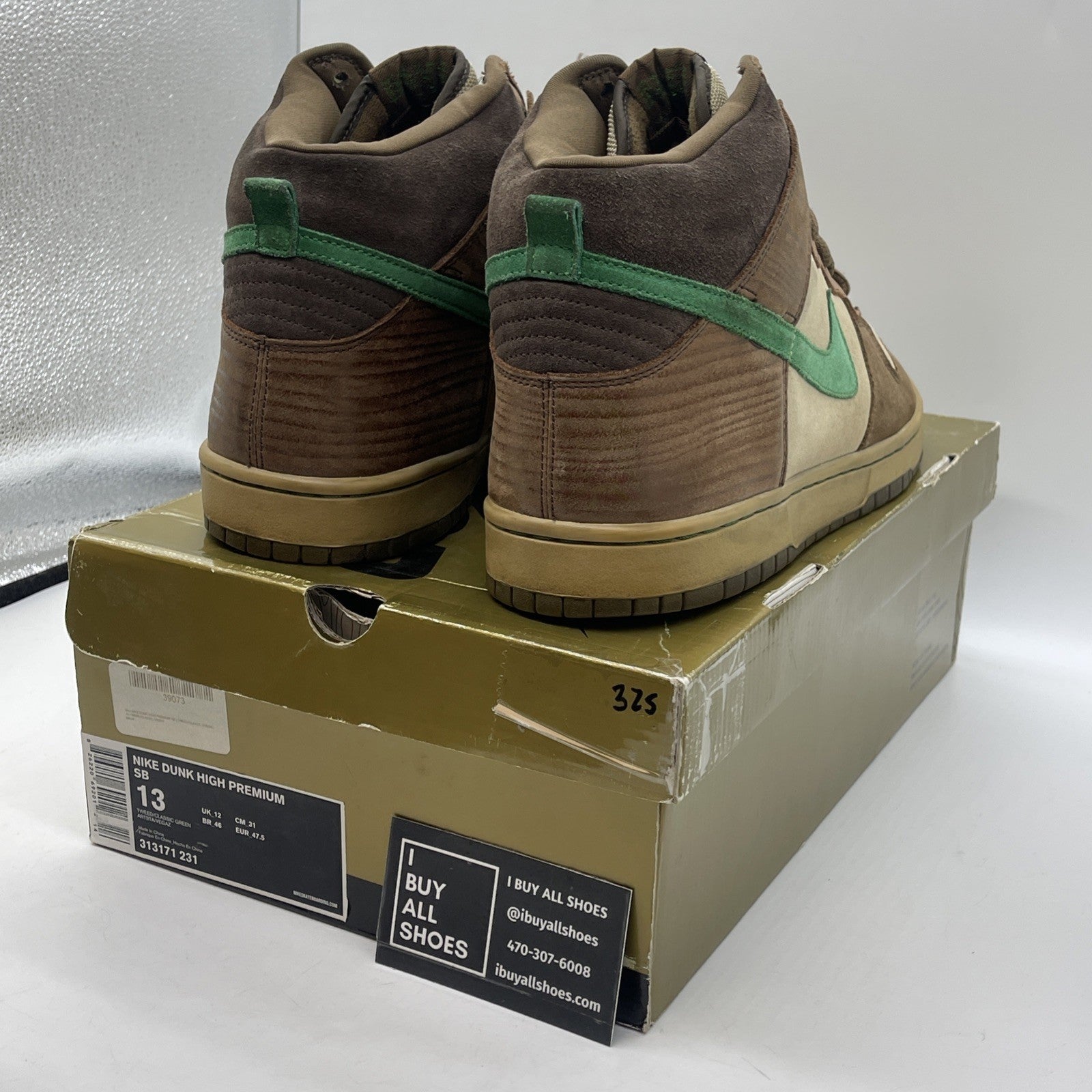 Size 13 - Nike Dunk Premium SB High Tweed Classic Green Brown (313171-231)