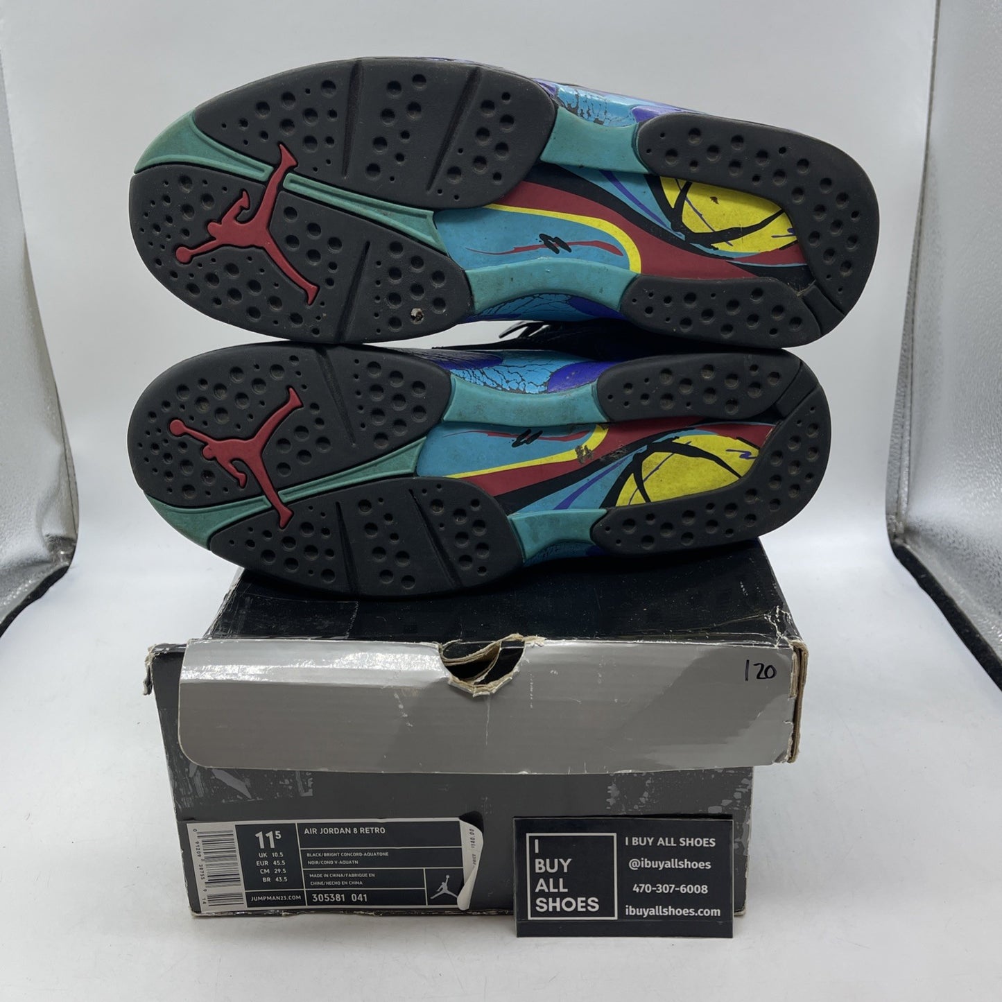 Size 11.5 - Air Jordan 8 Retro 2007 Aqua (305381-041)