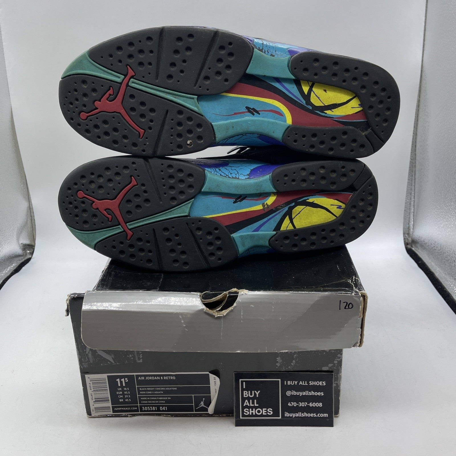 Size 11.5 - Air Jordan 8 Retro 2007 Aqua (305381-041)