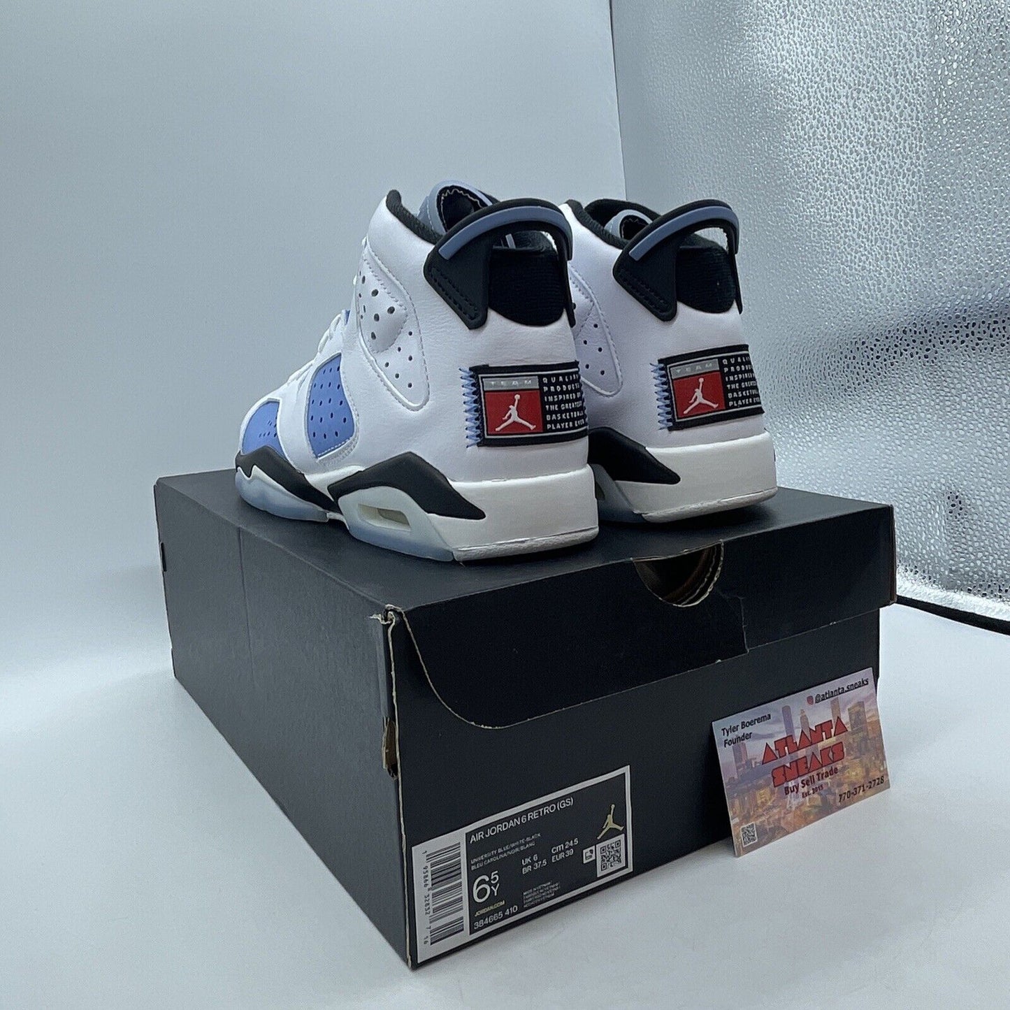 Size 6.5 - Jordan 6 Retro Mid UNC Home Blue White Black Suede (384665-410)