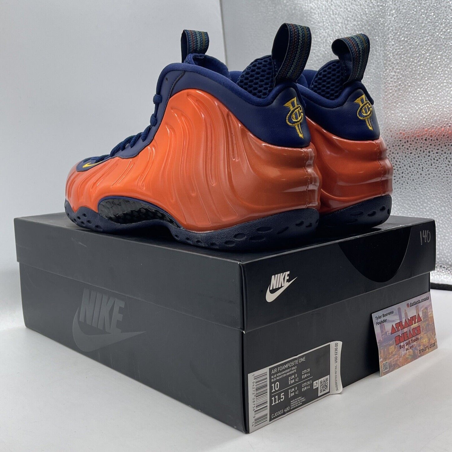 Size 10 - Nike Air Foamposite One Rugged Orange Navy Gold (Cj0303 400)