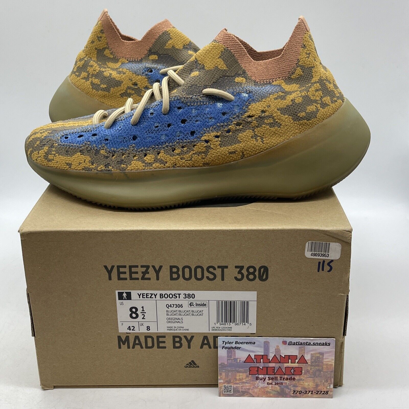 Size 8.5 - adidas Yeezy Boost 380 Blue Oat Non-Reflective