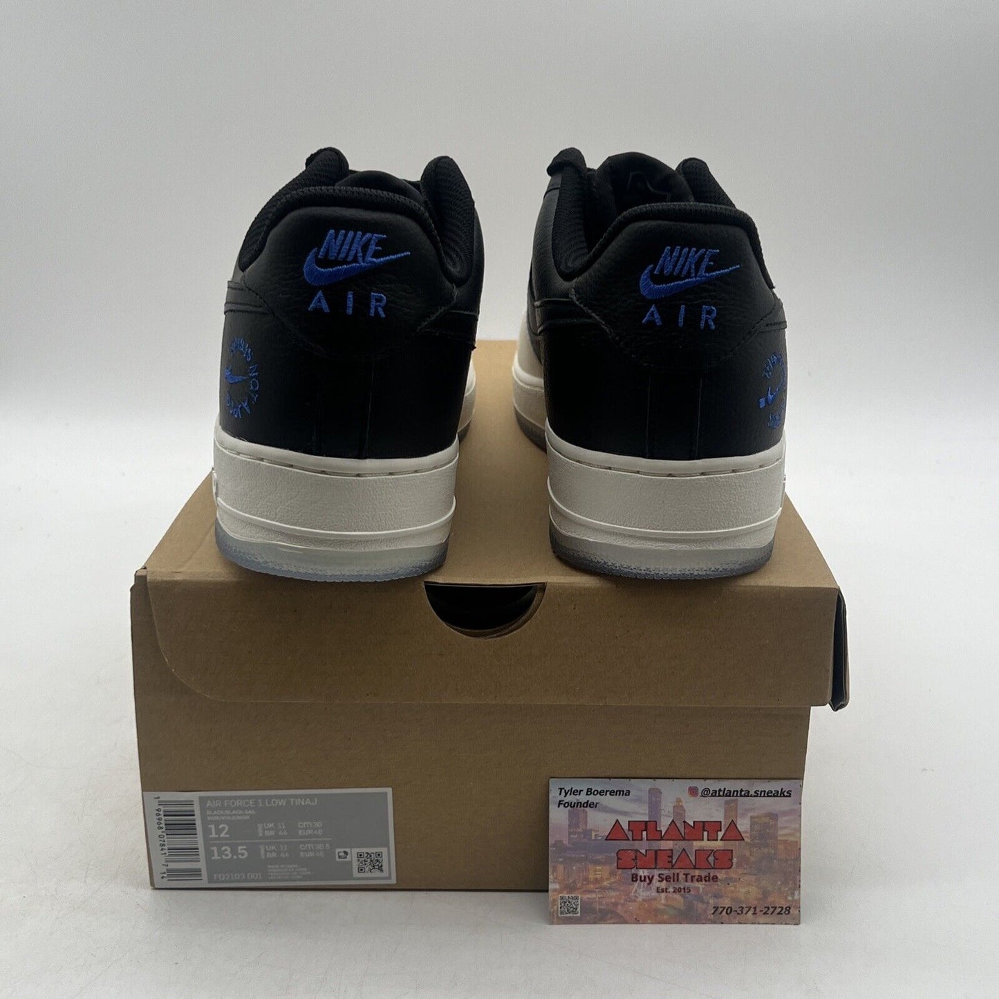 Size 12 - Nike Air Force 1 Low TINAJ Black White Blue (FQ2103-003)