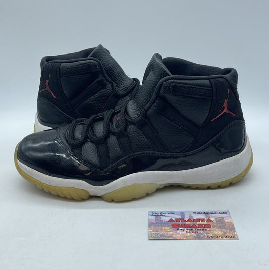 Size 10 - Jordan 11 Retro 72-10 2015 Black White Red Leather Suede (378037-002)