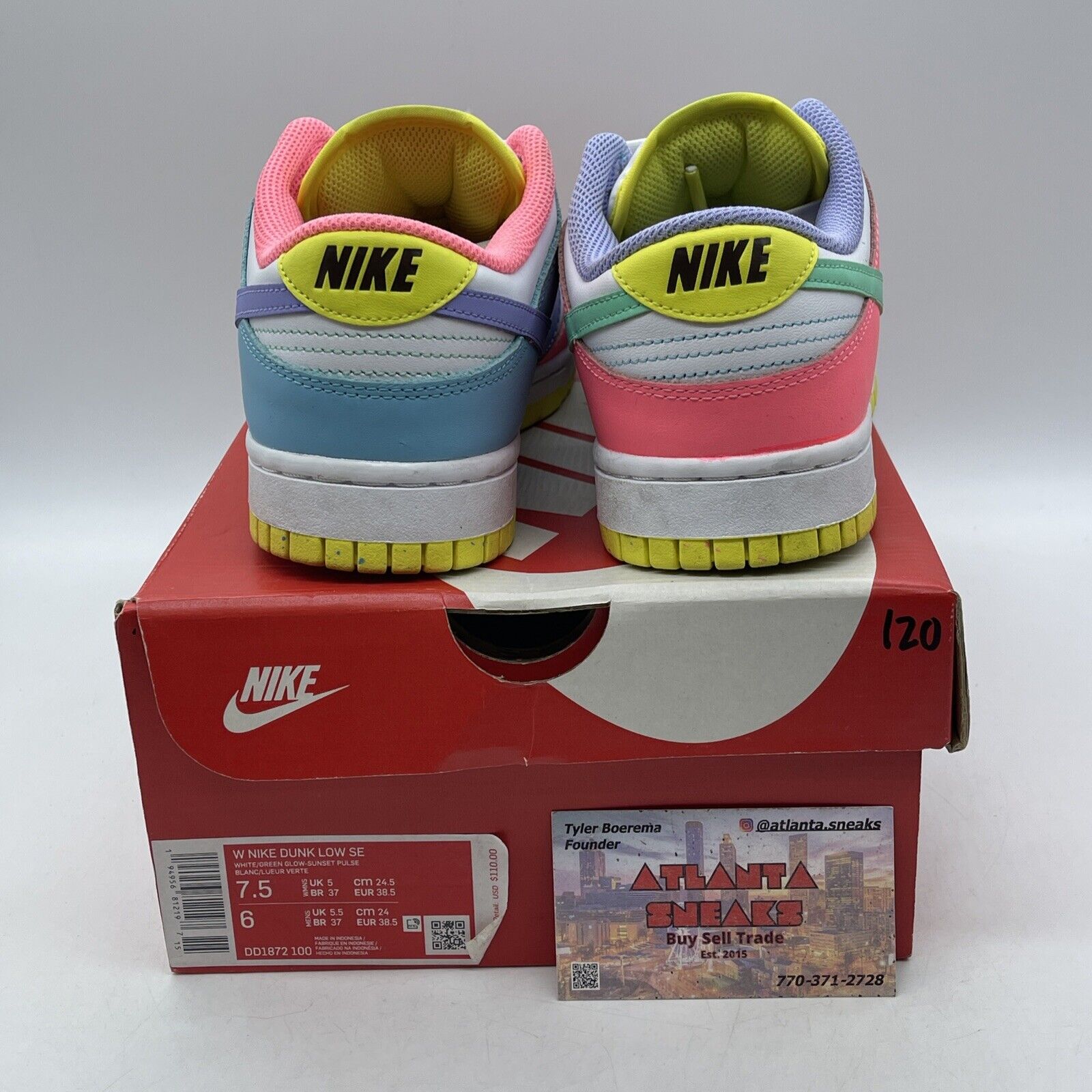 Size 7.5W - Nike Dunk Low Candy White Purple Blue Yellow  Leather (DD1872-100)