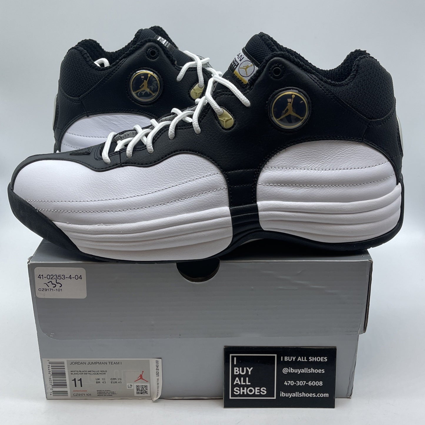 Size 11 - Jordan Jumpman Team 1 White Black Suede Leather (CZ9171-101)