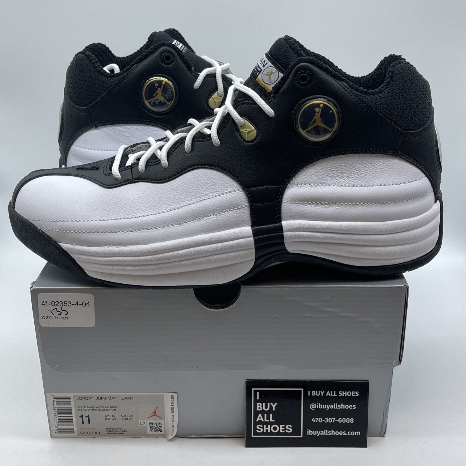 Size 11 - Jordan Jumpman Team 1 White Black Suede Leather (CZ9171-101)
