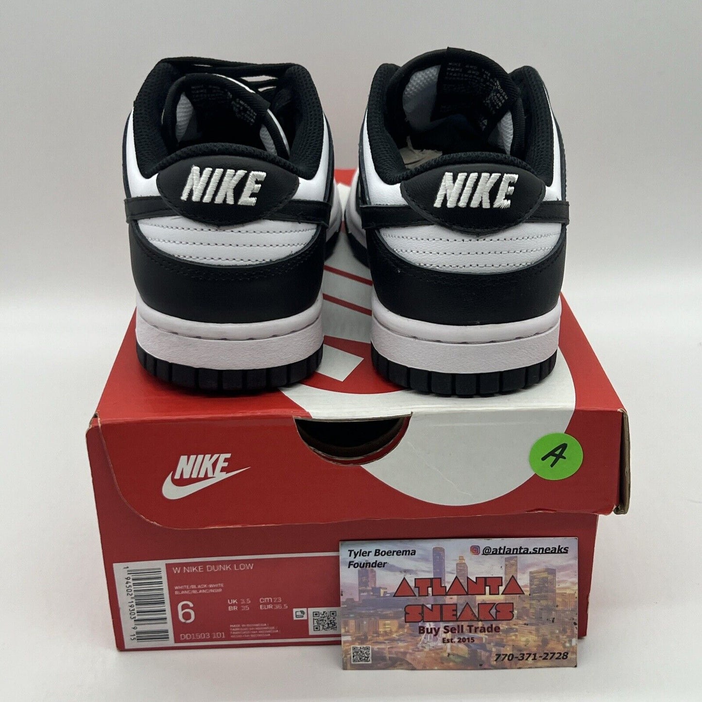 Size 6 - Nike Dunk Low Black White Brand New Og All