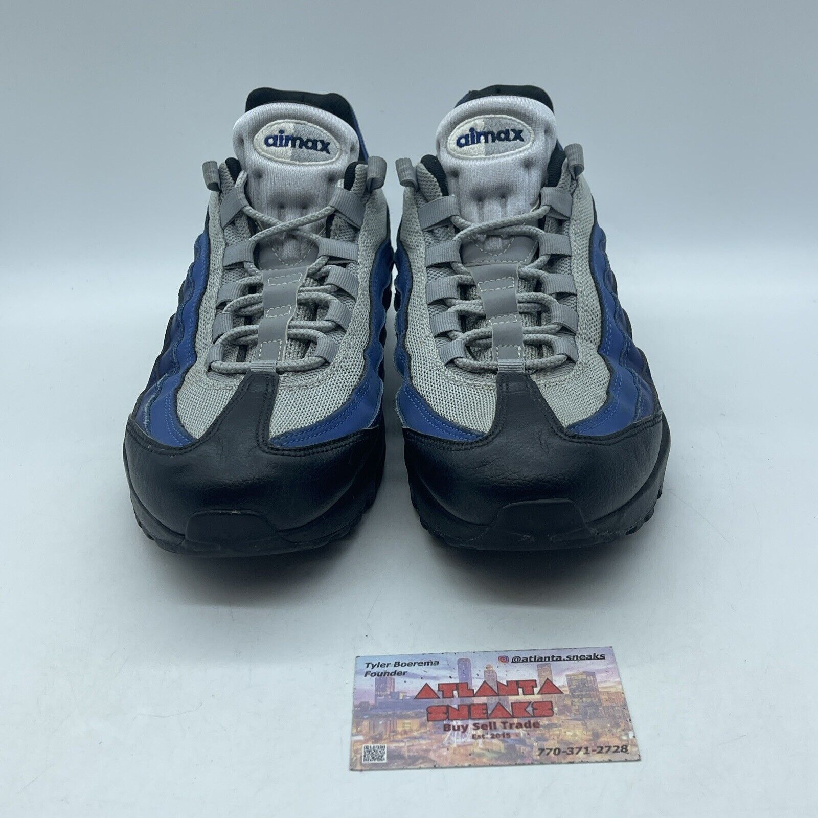 Size 10 - Nike Air Max 95 Essential Deep Royal Black Suede Leather (749766-023)