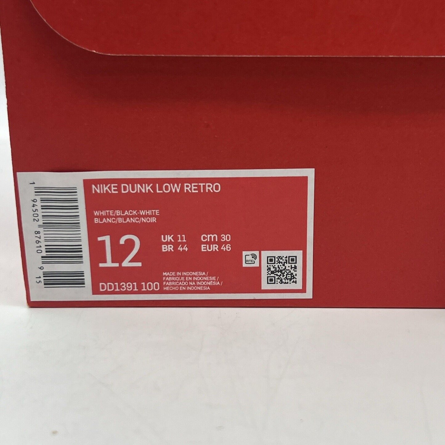 Size 12 - Nike Dunk Low Black White Brand New Og All