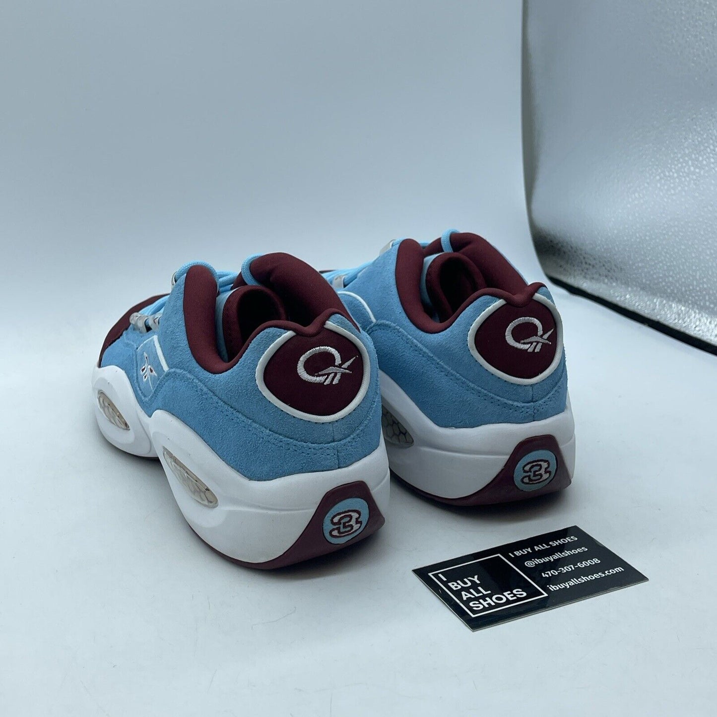 Size 8 - Reebok Question Low Phillies Digital Blue Burgundy Suede (GZ0990)