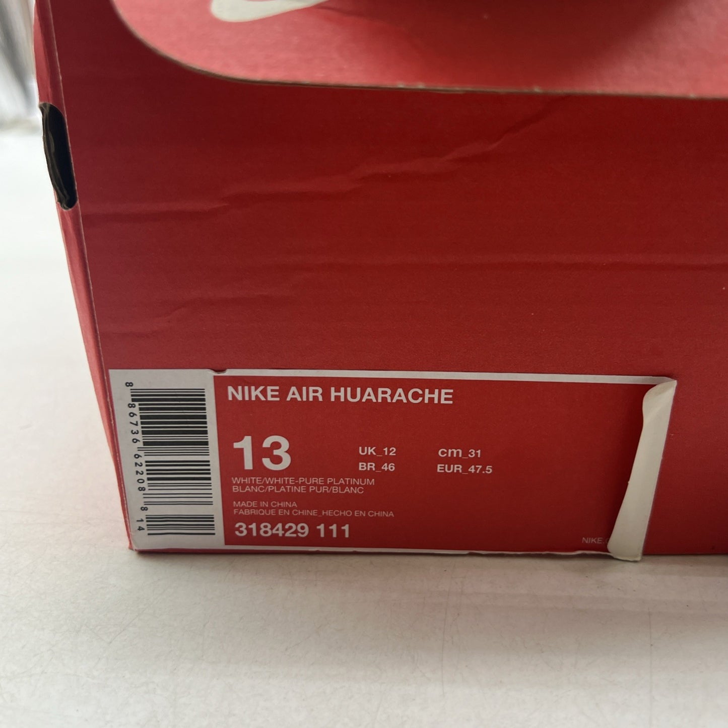 Size 13 - Nike Air Huarache All White (318429-111)