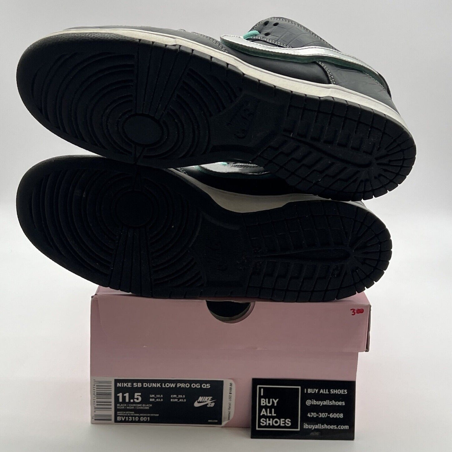 Size 11.5 - Nike Diamond Supply Co. x Dunk Pro SB Low Black Diamond (BV1310-001)
