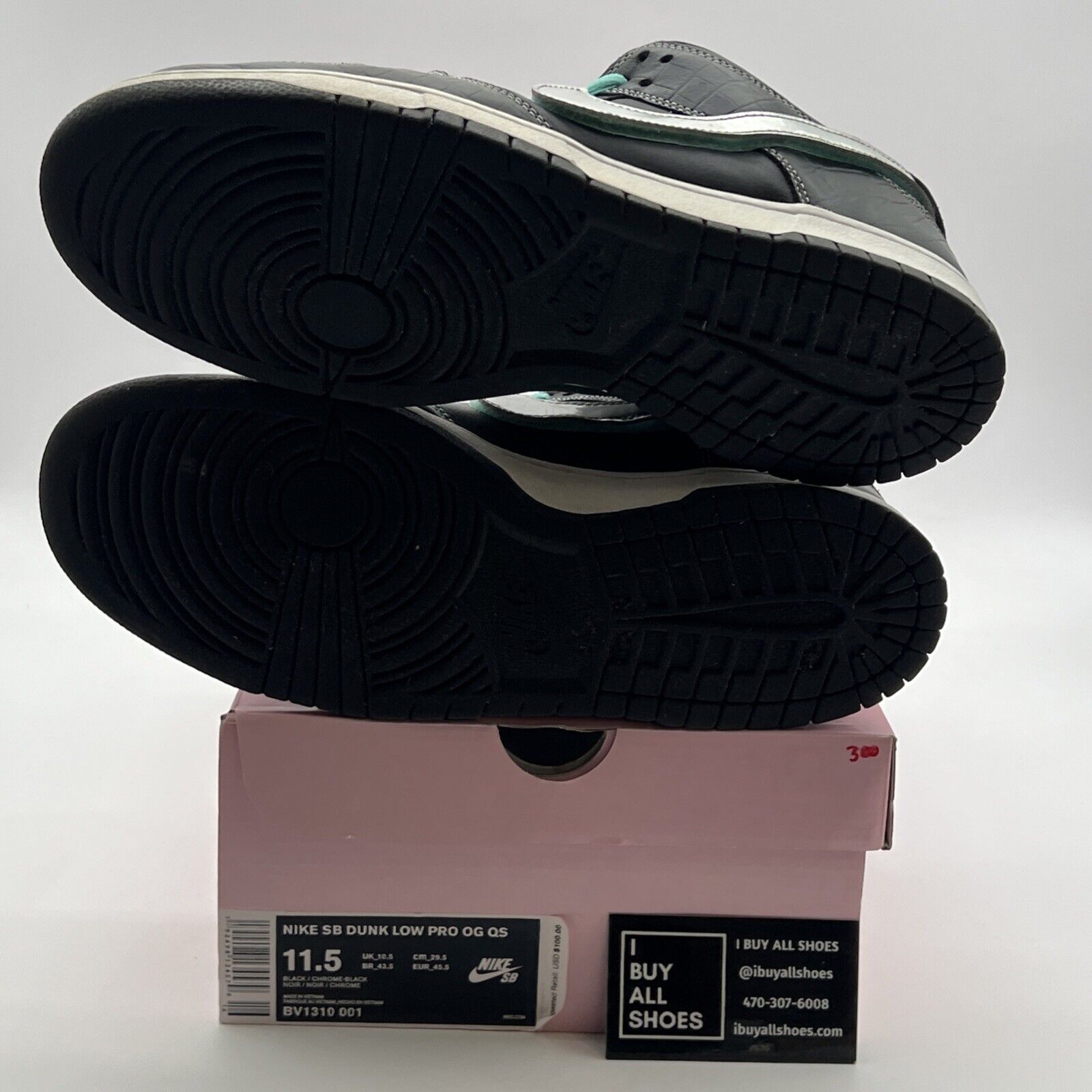 Size 11.5 - Nike Diamond Supply Co. x Dunk Pro SB Low Black Diamond (BV1310-001)