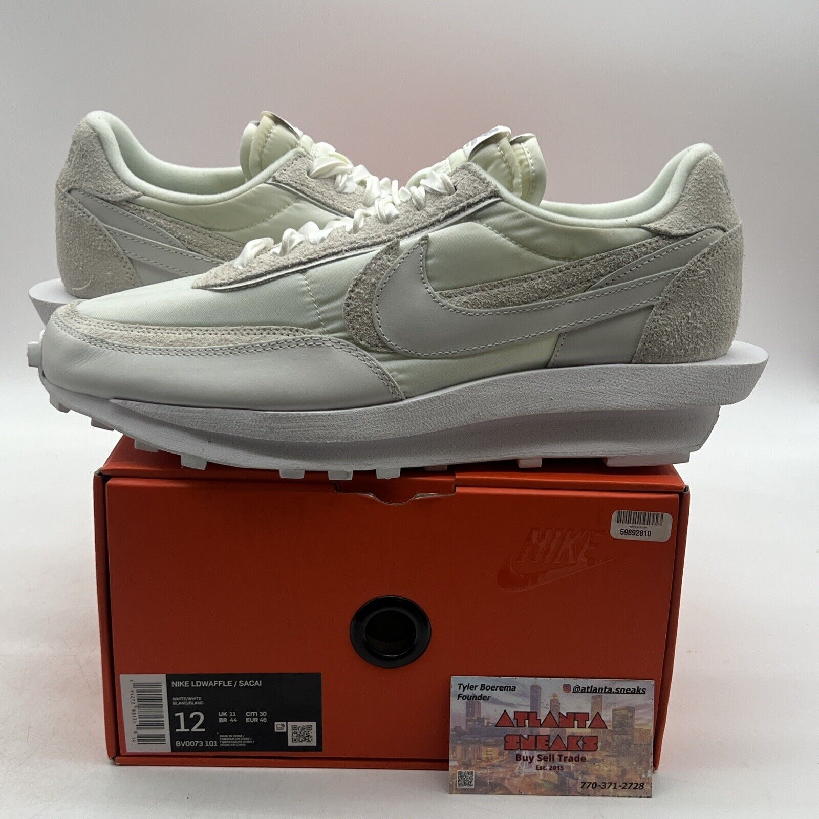 Size 12 - Nike sacai x LDWaffle White Nylon Suede (BV0073-101)