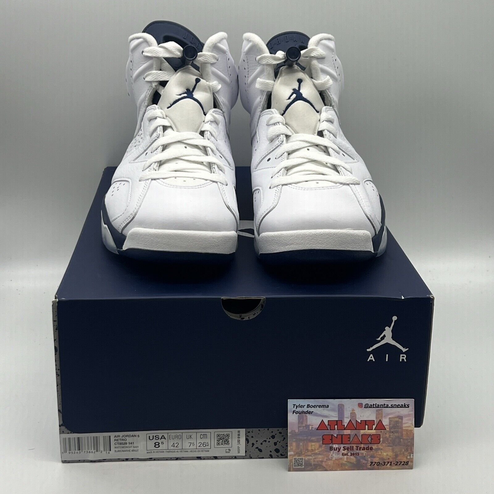 Size 8.5 - Jordan 6 Retro Midnight Navy Brand New Og All White Icey Leather DS