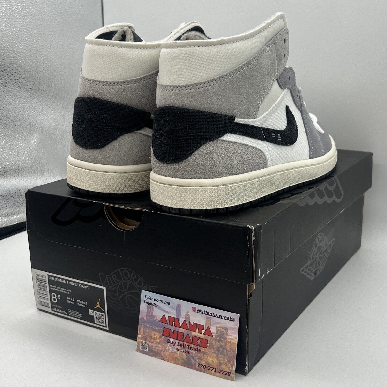 Men's Jordan 1 Mid SE Craft Cement Grey/Black-White (DZ4136 002) Size 8.5 Og All